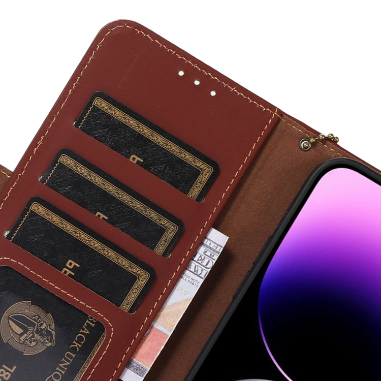 For Samsung Galaxy S22+ 5G Genuine Leather Magnetic RFID Leather Phone Case(Coffee) - Galaxy S22+ 5G Cases by buy2fix | Online Shopping UK | buy2fix