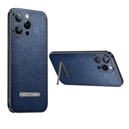 For iPhone 14 Plus SULADA Invisible Bracket Leather Back Cover Phone Case(Blue) - iPhone 14 Plus Cases by SULADA | Online Shopping UK | buy2fix