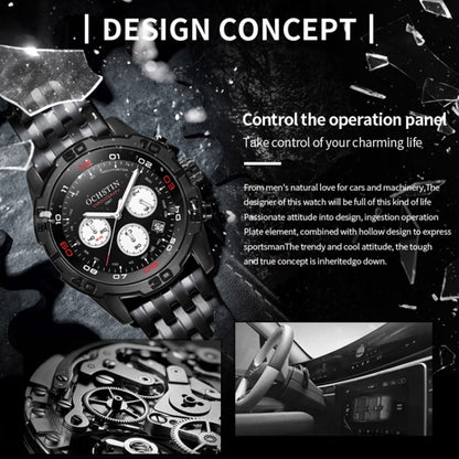 OCHSTIN 7260 Fashion Steel Strap Multifunctional Quartz Men Watch(Black) - Metal Strap Watches by OCHSTIN | Online Shopping UK | buy2fix