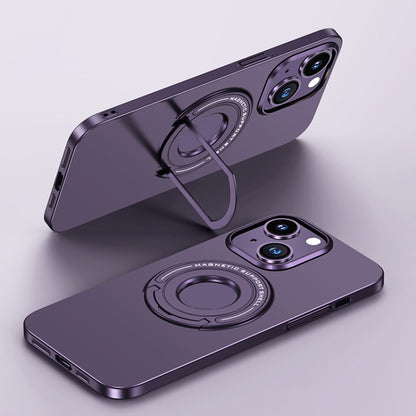 For iPhone 14 Matte Magsafe Magnetic Phone Case with Trolley Holder(Night Purple) - iPhone 14 Cases by buy2fix | Online Shopping UK | buy2fix