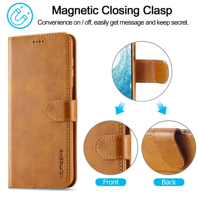 For Samsung Galaxy A34 5G LC.IMEEKE Calf Texture Leather Phone Case(Brown) - Galaxy Phone Cases by LC.IMEEKE | Online Shopping UK | buy2fix