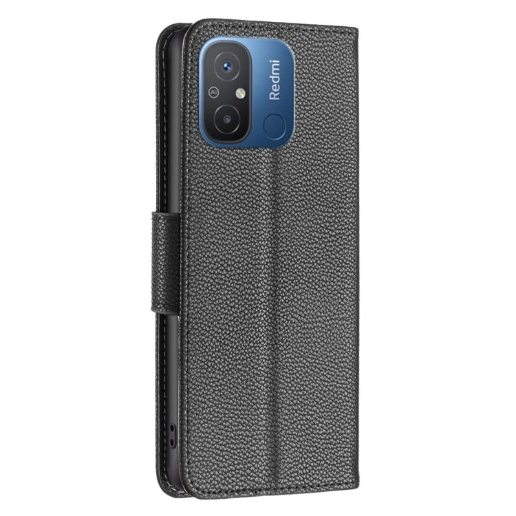 For Xiaomi Redmi 12C Litchi Texture Pure Color Leather Phone Case(Black) - Xiaomi Cases by buy2fix | Online Shopping UK | buy2fix