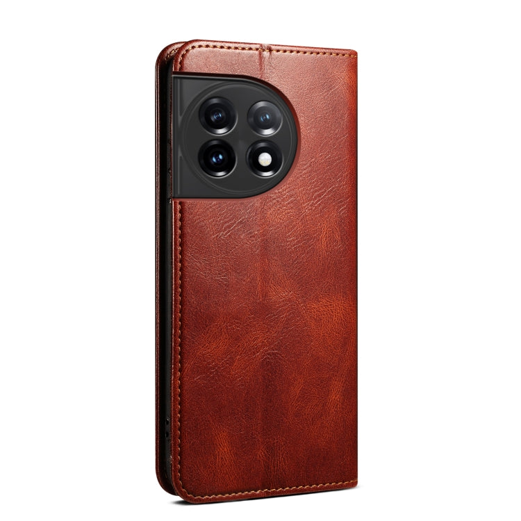 For OnePlus 11R Oil Wax Crazy Horse Texture Leather Phone Case(Brown) - OnePlus Cases by buy2fix | Online Shopping UK | buy2fix