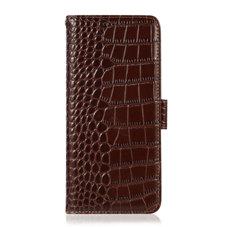 For OnePlus Nord CE 3 Lite Crocodile Top Layer Cowhide RFID Leather Phone Case(Brown) - OnePlus Cases by buy2fix | Online Shopping UK | buy2fix