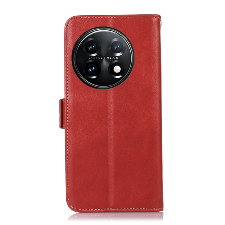 For OnePlus 11 5G Crazy Horse Top Layer Cowhide RFID Leather Phone Case(Red) - OnePlus Cases by buy2fix | Online Shopping UK | buy2fix