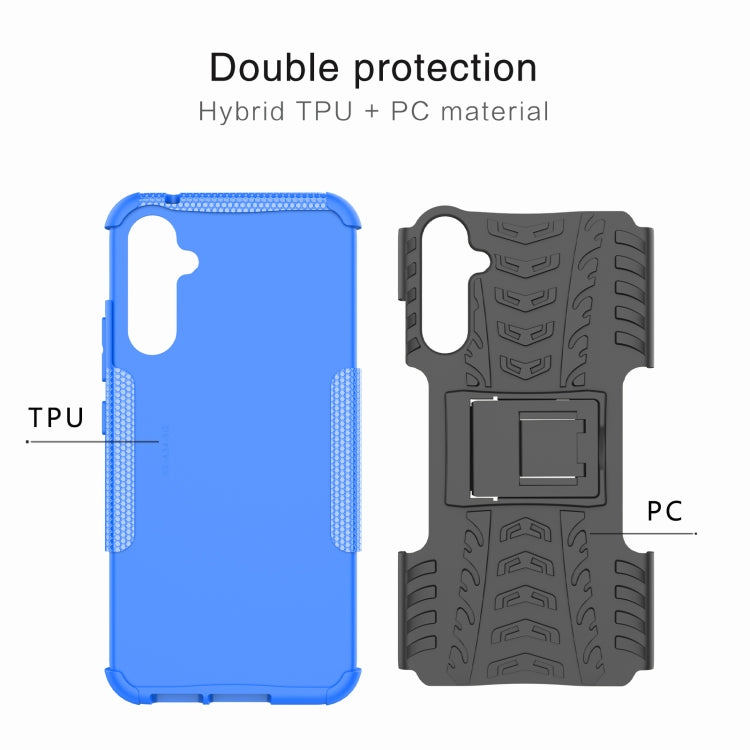 For Samsung Galaxy A34 5G Tire Texture TPU + PC Phone Case with Holder(Green) - Galaxy Phone Cases by buy2fix | Online Shopping UK | buy2fix