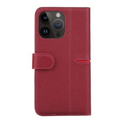 For iPhone 14 Pro GEBEI Top-grain Horizontal Flip Leather Phone Case(Wine Red) - iPhone 14 Pro Cases by GEBEI | Online Shopping UK | buy2fix