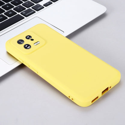 For Xiaomi 13 Pure Color Liquid Silicone Shockproof Phone Case(Yellow) - 13 Cases by buy2fix | Online Shopping UK | buy2fix