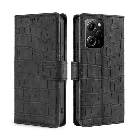 For Xiaomi Poco X5 Pro / Redmi Note 12 Pro Speed Skin Feel Crocodile Magnetic Clasp Leather Phone Case(Black) - Xiaomi Cases by buy2fix | Online Shopping UK | buy2fix