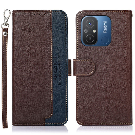 For Xiaomi Redmi 12C / Redmi 11A KHAZNEH Litchi Texture Leather RFID Phone Case(Brown) - Xiaomi Cases by buy2fix | Online Shopping UK | buy2fix