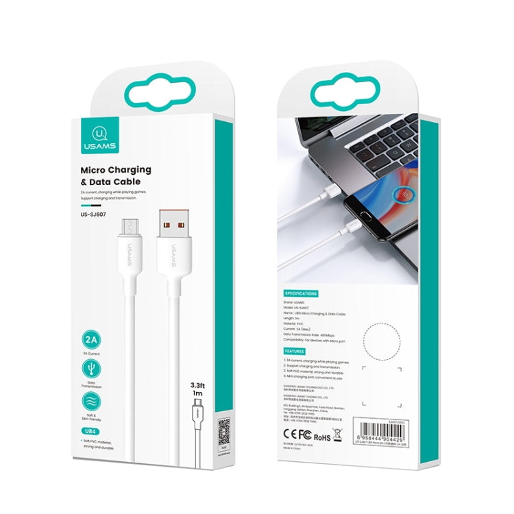 USAMS US-SJ607 U84 2A USB to Micro USB Charging Data Cable, Cable Length:1m(White) -  by USAMS | Online Shopping UK | buy2fix
