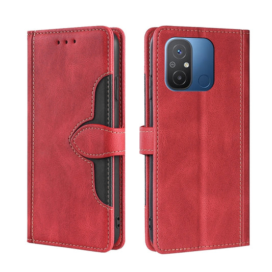 For Xiaomi Redmi 12C 4G Skin Feel Magnetic Buckle Leather Phone Case(Red) - Xiaomi Cases by buy2fix | Online Shopping UK | buy2fix