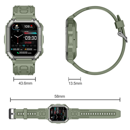 K6 1.8 inch IP67 Waterproof Smart Watch, Support Heart Rate / Sleep Monitoring(Green) - Smart Wear by buy2fix | Online Shopping UK | buy2fix