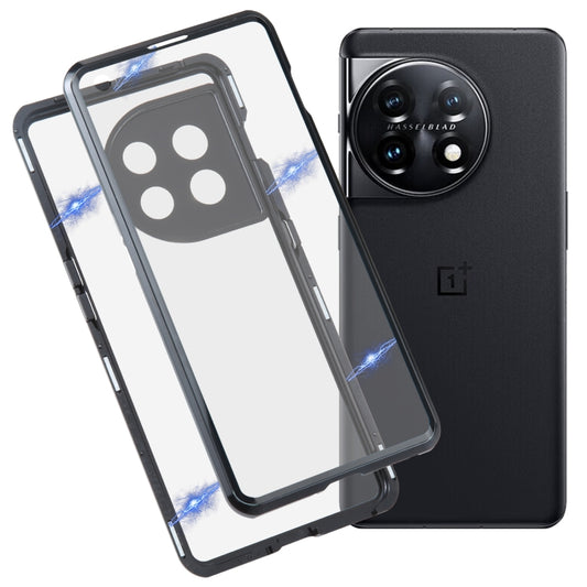 For OnePlus 11 Full Cover Magnetic Metal Tempered Glass Phone Case(Black) - OnePlus Cases by buy2fix | Online Shopping UK | buy2fix