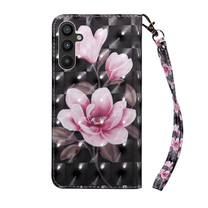 For Samsung Galaxy A34 3D Painted Leather Phone Case(Pink Flower) - Galaxy Phone Cases by buy2fix | Online Shopping UK | buy2fix
