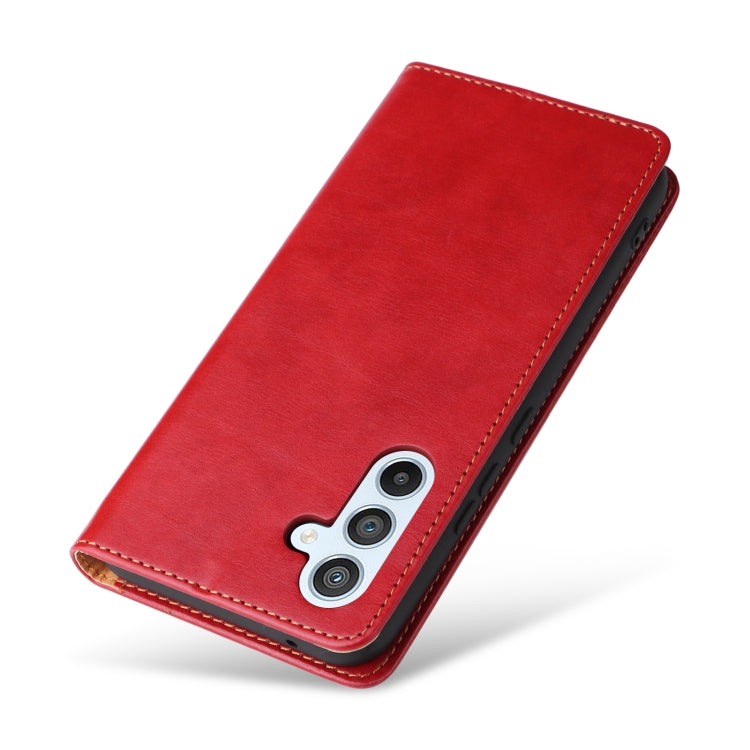 For Samsung Galaxy A54 5G Fierre Shann PU Genuine Leather Texture Leather Phone Case(Red) - Galaxy Phone Cases by FIERRE SHANN | Online Shopping UK | buy2fix