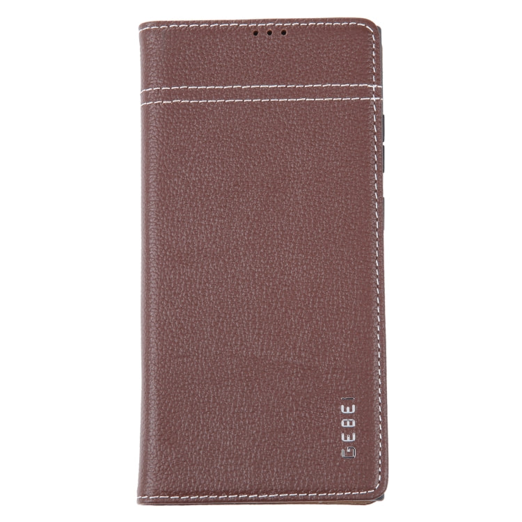 For Samsung Galaxy S23 Ultra 5G GEBEI Top-grain Horizontal Flip Leather Phone Case(Brown) -  by GEBEI | Online Shopping UK | buy2fix