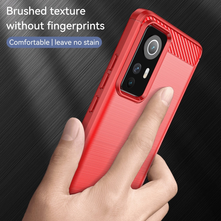 For Xiaomi Redmi 12S Brushed Texture Carbon Fiber TPU Phone Case(Red) - Xiaomi Cases by buy2fix | Online Shopping UK | buy2fix