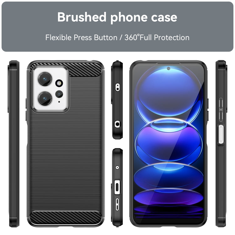For Xiaomi Redmi Note 12 4G Global Brushed Texture Carbon Fiber TPU Phone Case(Black) - Note 12 Cases by buy2fix | Online Shopping UK | buy2fix