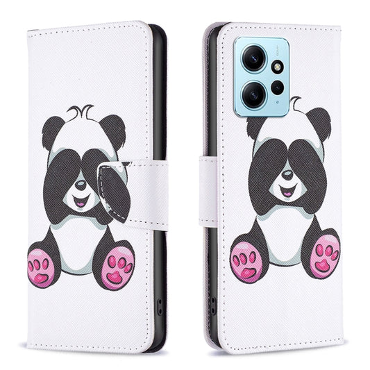 For Xiaomi Redmi Note 12 4G Global Colored Drawing Leather Phone Case(Panda) - Note 12 Cases by buy2fix | Online Shopping UK | buy2fix