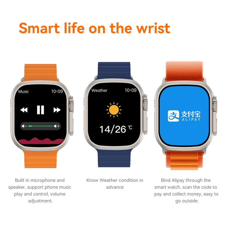 Q8 Ultra 1.96 inch TFT Screen Smart Watch, Support Heart Rate / Blood Pressure Monitoring(Orange) - Smart Wear by buy2fix | Online Shopping UK | buy2fix