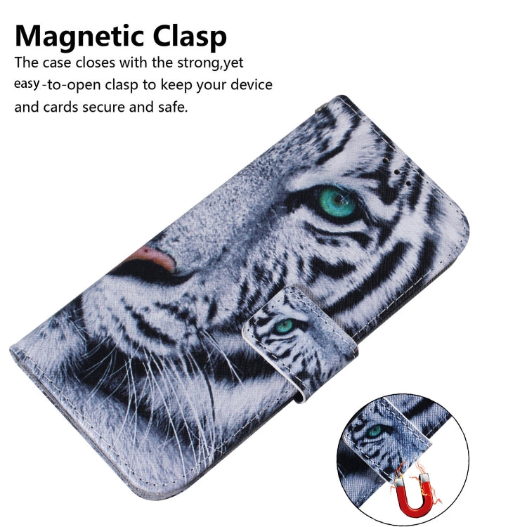 For TCL 408 Coloured Drawing Flip Leather Phone Case(Tiger) - More Brand by buy2fix | Online Shopping UK | buy2fix