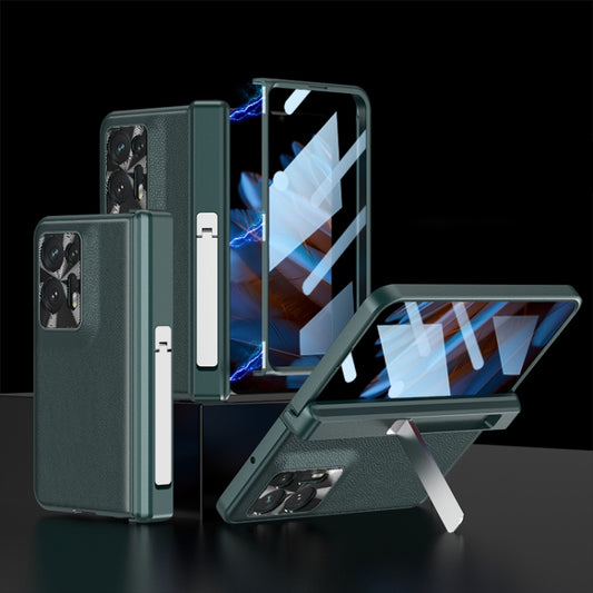 For OPPO Find N2 GKK Magnetic Hinge Flip Leather Phone Case with Holder(Green) - Find N2 Cases by GKK | Online Shopping UK | buy2fix