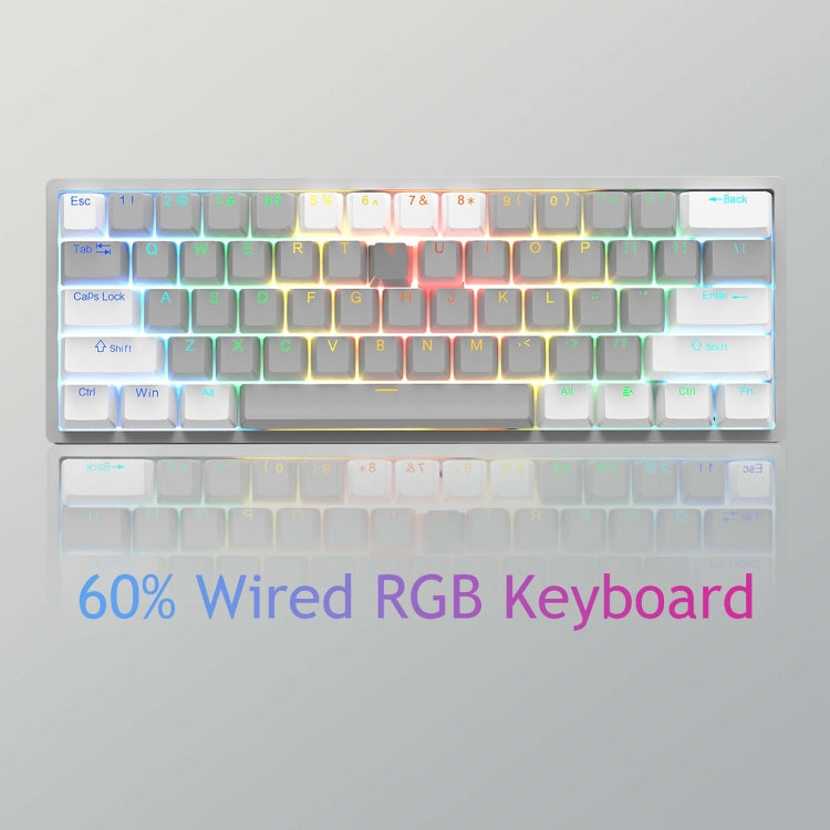 AULA F3261 Type-C Wired Hot Swappable 61 Keys RGB Mechanical Keyboard(White Grey Green Shaft) -  by AULA | Online Shopping UK | buy2fix