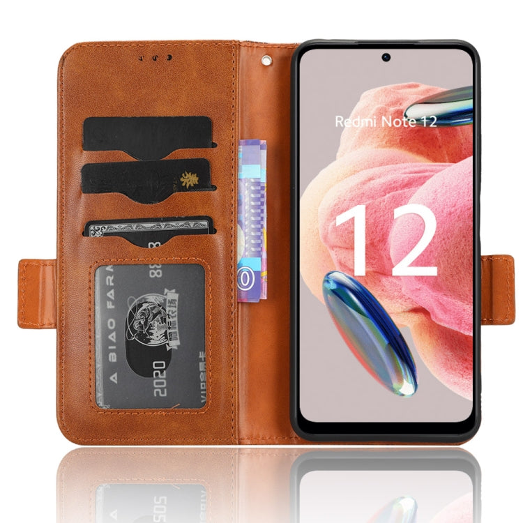 For Xiaomi Redmi Note 12 4G Global Symmetrical Triangle Leather Phone Case(Brown) - Note 12 Cases by buy2fix | Online Shopping UK | buy2fix