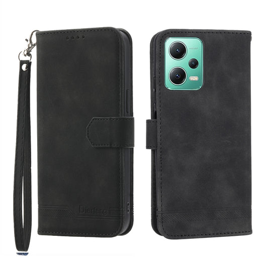 For Xiaomi Redmi Note 12 4G Global Dierfeng Dream Line TPU + PU Leather Phone Case(Black) - Note 12 Cases by buy2fix | Online Shopping UK | buy2fix
