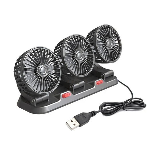 F4310 360-Degree Rotating Adjustable Car Three-Head Fan, Style:5V USB Universal - In Car by buy2fix | Online Shopping UK | buy2fix