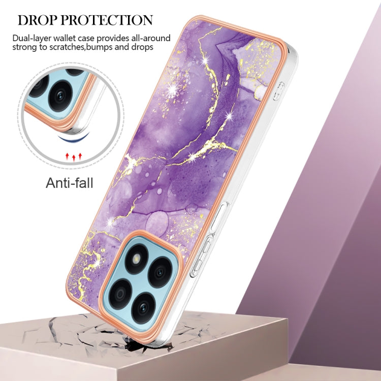 For Honor X8a Electroplating Marble Dual-side IMD Phone Case(Purple 002) - Honor Cases by buy2fix | Online Shopping UK | buy2fix