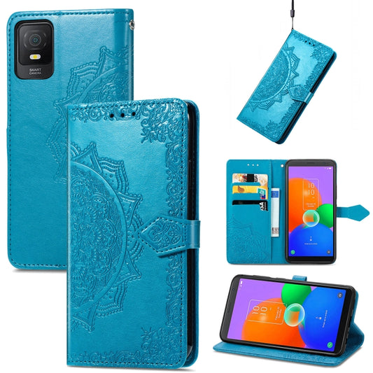 For TCL 403 Mandala Flower Embossed Leather Phone Case(Blue) - More Brand by buy2fix | Online Shopping UK | buy2fix