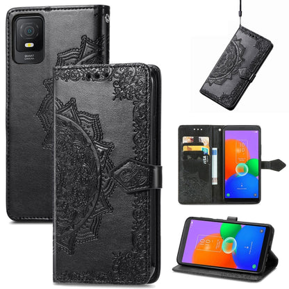 For TCL 403 Mandala Flower Embossed Leather Phone Case(Black) - More Brand by buy2fix | Online Shopping UK | buy2fix