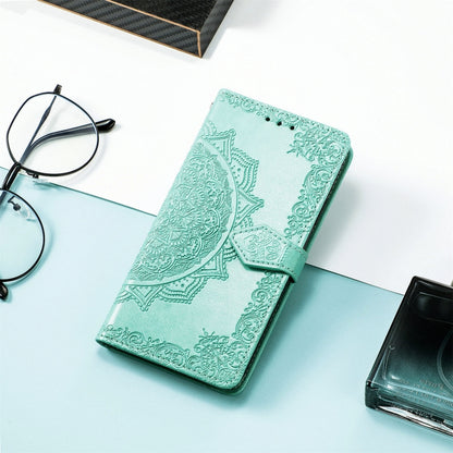 For Xiaomi Redmi 12C Mandala Flower Embossed Leather Phone Case(Green) - Xiaomi Cases by buy2fix | Online Shopping UK | buy2fix