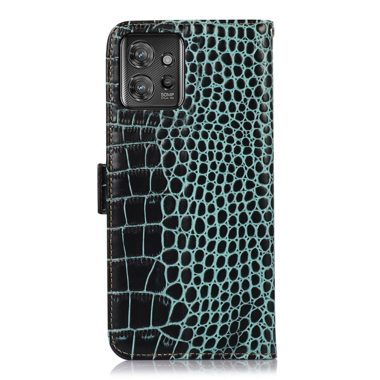 For Motorola ThinkPhone 5G Crocodile Top Layer Cowhide Leather Phone Case(Green) - Motorola Cases by buy2fix | Online Shopping UK | buy2fix