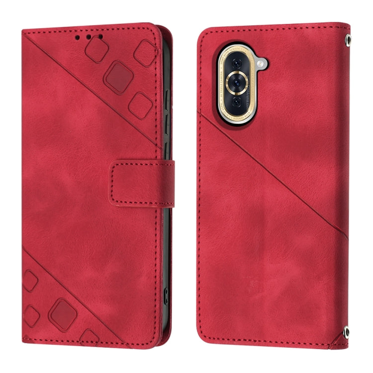 For Huawei nova 10 Skin-feel Embossed Leather Phone Case(Red) - Huawei Cases by buy2fix | Online Shopping UK | buy2fix