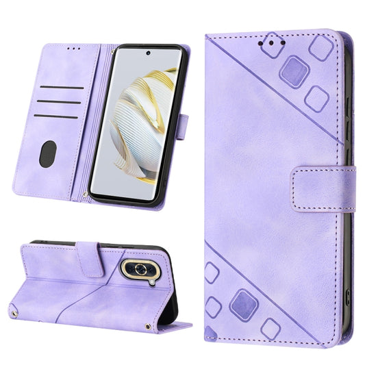 For Huawei nova 10 Skin-feel Embossed Leather Phone Case(Light Purple) - Huawei Cases by buy2fix | Online Shopping UK | buy2fix