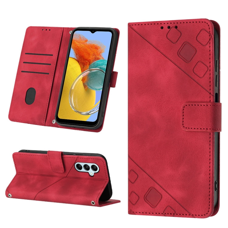 For Samsung Galaxy M14 5G Skin-feel Embossed Leather Phone Case(Red) - Galaxy Phone Cases by buy2fix | Online Shopping UK | buy2fix