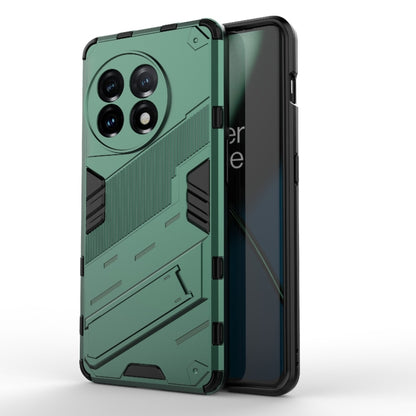 For OnePlus 11 5G Punk Armor 2 in 1 PC + TPU Shockproof Phone Case with Invisible Holder(Green) - OnePlus Cases by buy2fix | Online Shopping UK | buy2fix