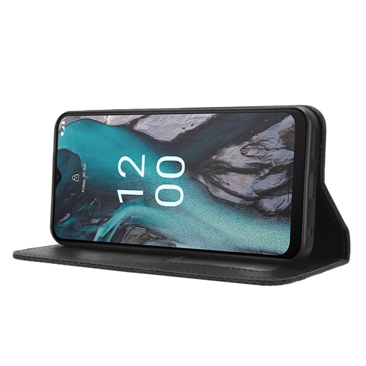 For Nokia C22 Magnetic Buckle Retro Texture Leather Phone Case(Black) - Nokia Cases by buy2fix | Online Shopping UK | buy2fix