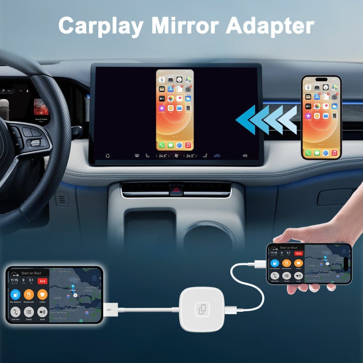 THT-020-7 USB + USB-C / Type-C Carplay Mirror Adapter for iPhone(White) - Bluetooth Adapters by buy2fix | Online Shopping UK | buy2fix