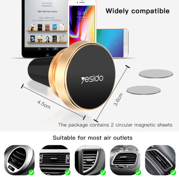 Yesido C57 Car Air Vent Magnetic Phone Holder(Gold) -  by Yesido | Online Shopping UK | buy2fix