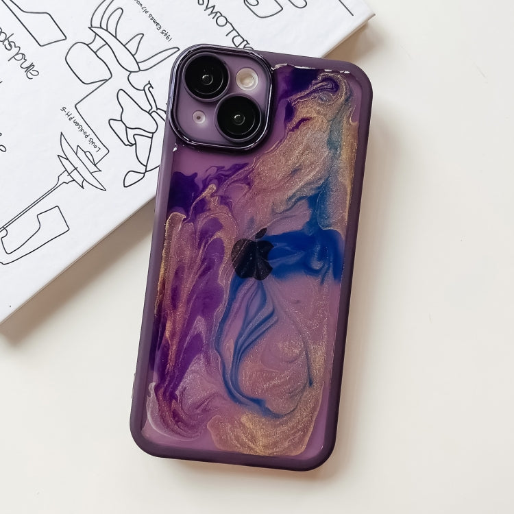 For iPhone 14 Oil Painting Electroplating TPU Phone Case(Purple) - iPhone 14 Cases by buy2fix | Online Shopping UK | buy2fix