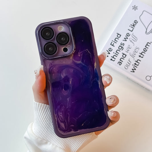 For iPhone 14 Pro Oil Painting Electroplating TPU Phone Case(Purple) - iPhone 14 Pro Cases by buy2fix | Online Shopping UK | buy2fix