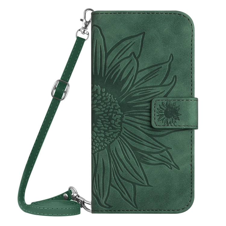 For Xiaomi Redmi Note 12S Skin Feel Sun Flower Embossed Flip Leather Phone Case with Lanyard(Green) - Xiaomi Cases by buy2fix | Online Shopping UK | buy2fix