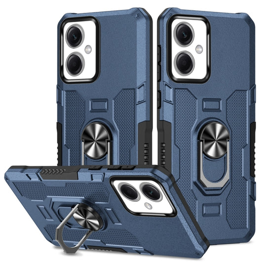 For Xiaomi Redmi Note 12 5G Global / Poco X5 Ring Holder Armor Hybrid Phone Case(Blue) - Note 12 Cases by buy2fix | Online Shopping UK | buy2fix