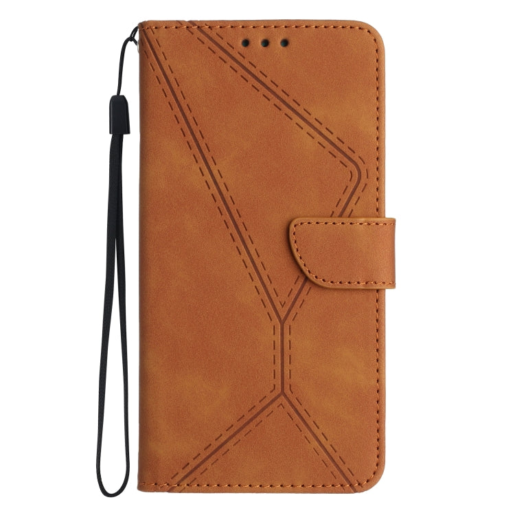 For Xiaomi Redmi Note 12 5G Stitching Embossed Leather Phone Case(Brown) - Note 12 Cases by buy2fix | Online Shopping UK | buy2fix