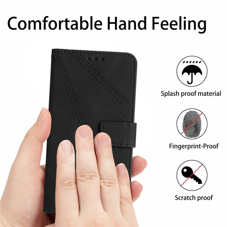 For Xiaomi POCO C40 Stitching Embossed Leather Phone Case(Black) - Xiaomi Cases by buy2fix | Online Shopping UK | buy2fix