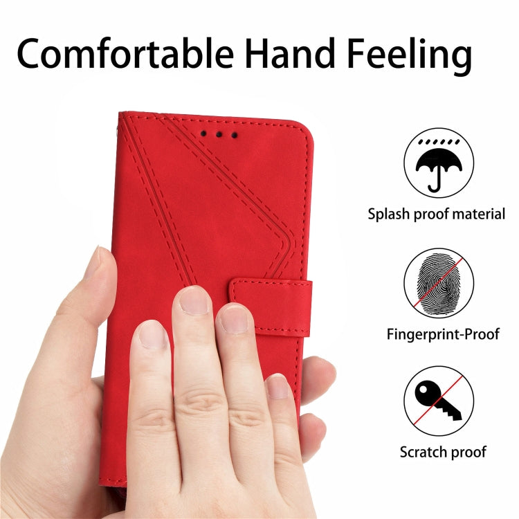 For Xiaomi Redmi 10C Stitching Embossed Leather Phone Case(Red) - Xiaomi Cases by buy2fix | Online Shopping UK | buy2fix